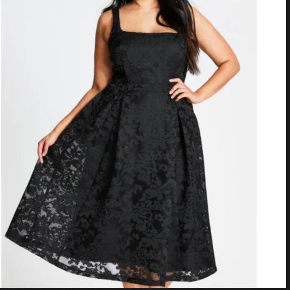 City Chic Jackie O black lace dress size 14
